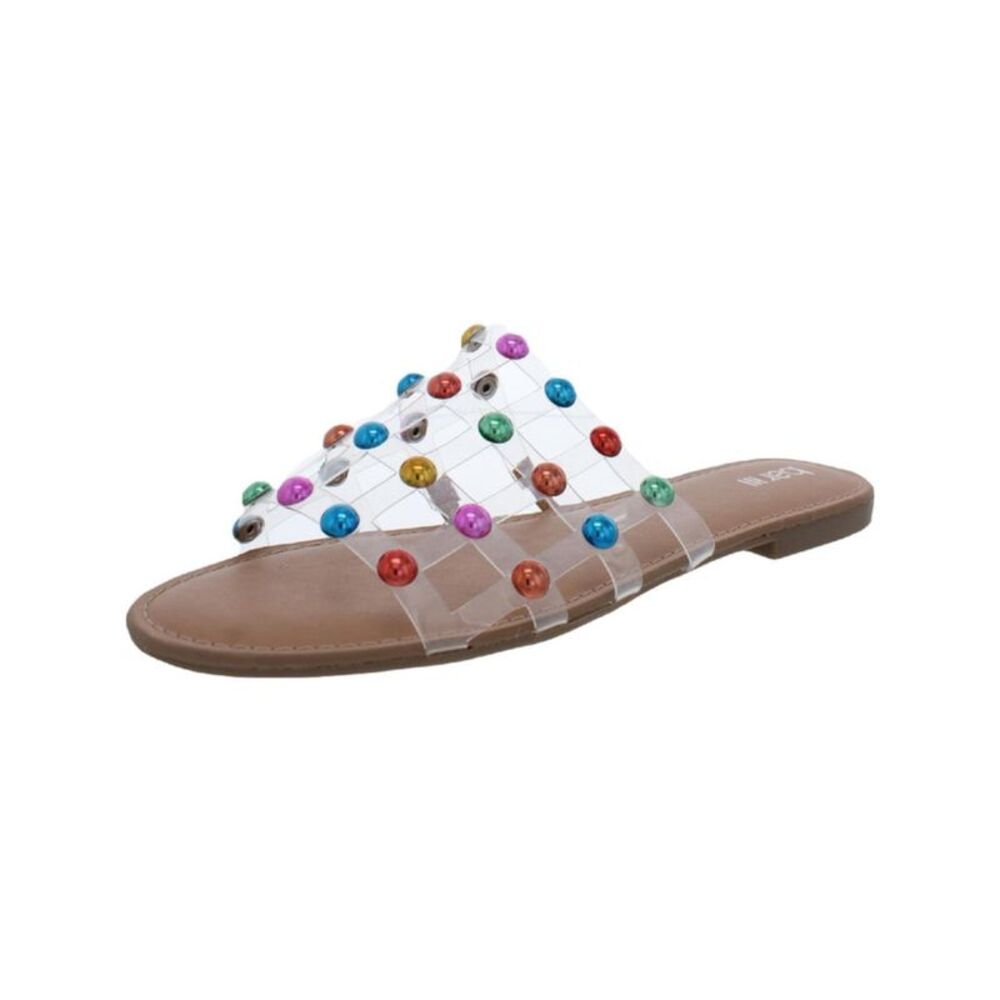 BAR III Womens Caged Pecanna Round Toe Block Heel Slip On Slide Sandals 6.5 M